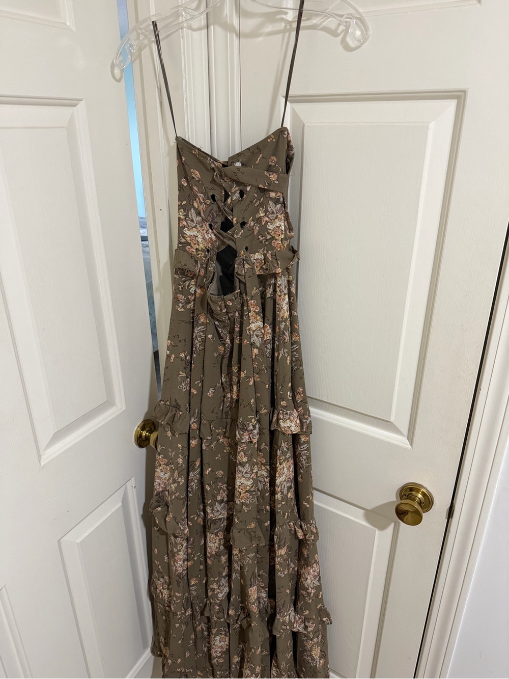 Petal & Pup Olive Floral Ruffle Tiered Maxi Dress Lillee - Picture 4 of 7